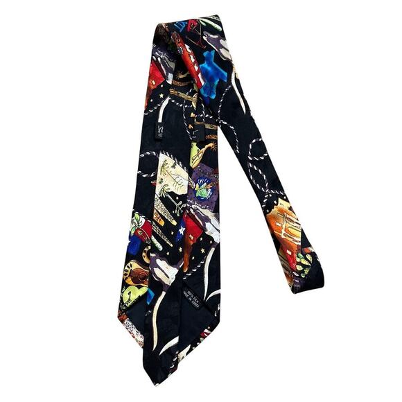 Nicole Miller Vintage Texas Theme Necktie Hand Sewn 100% Silk - Picture 2 of 10